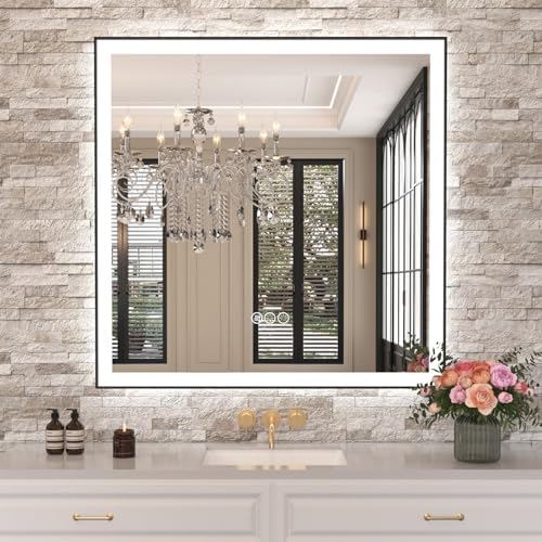 Amorho 36"x36" LED Bathroom Mirror, Frontlit&Backlit, Controlled Separately