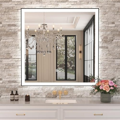 Amorho 36"x36" LED Bathroom Mirror, Frontlit&Backlit, Controlled Separately