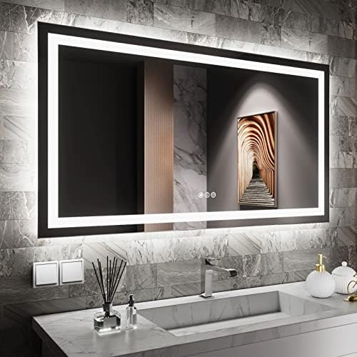 Amorho LED Bathroom Mirror, 55"X30" with Front Light and Backlit