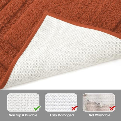 HOMEIDEAS Bathroom Rugs Sets 2 Piece, Soft Non Slip Bath Mat Burnt Orange