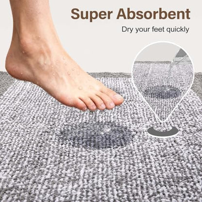 Toilet Rug U-Shaped 24x19 Washable Non Slip, Soft Bath Mat Light Grey