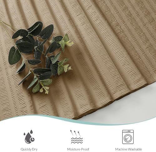 Aiyufeng Taupe Shower Curtain for Bathroom, Embossed Textured Fabric Shower Curtain for Bathroom - Soft Cloth & Hotel Spa, Machine Washable, 72X96, Taupe