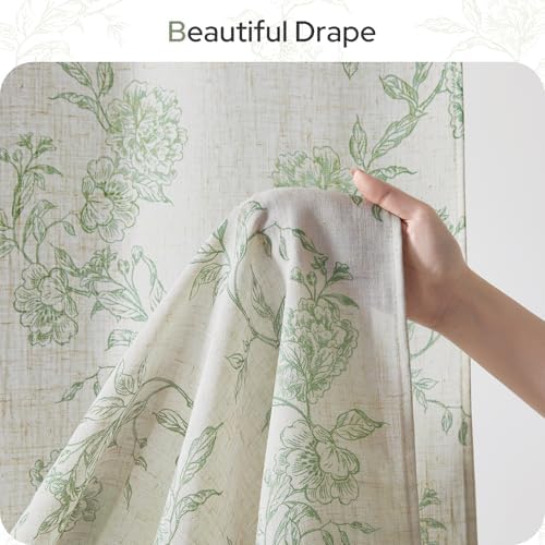 HOMEIDEAS Green Floral Shower Curtain 72x78 Inch
