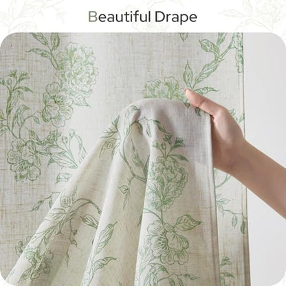 HOMEIDEAS Green Floral Shower Curtain 72x84 Inch