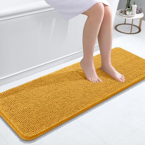OLANLY Bathroom Runner Rugs 47x17, Extra Soft Absorbent Chenille Bath Rugs