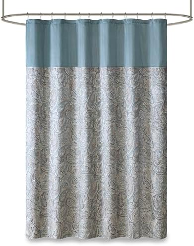 Madison Park Aubrey Shower Curtain for Bathroom, Jacquard, 72 x 72, Teal
