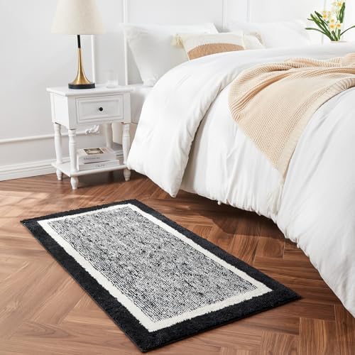 CozeCube Jet Black Bath Mat 32"x20" Non Slip Washable Rug