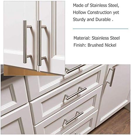 homdiy 5 Pack | Brushed Nickel Cabinet Hardware 2-1/2in Hole Centers Drawer Pulls Kitchen Cupboard Euro T Bar Dresser Pulls 201SN