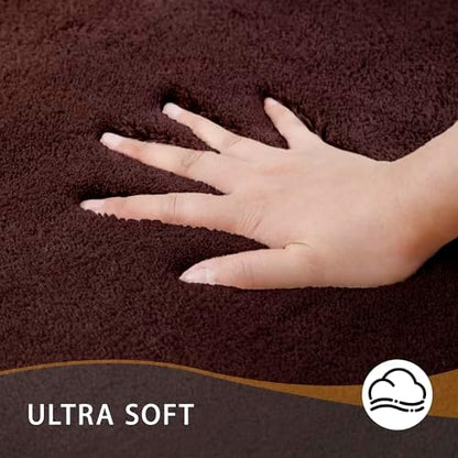 MINIDEAR Bathroom Rugs 47x17 Dark Brown - Thick Memory Foam Bath Mat, Ultra Soft & Plush Fluffy, Non-Slip, Quick Dry, Absorbent Washable Floor Microfiber Mat for Tub, Home Decor Accessories