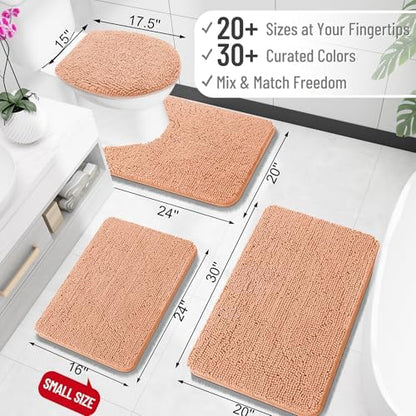 OLANLY Small Bathroom Rugs 24x16, Extra Soft Absorbent Chenille Bath Rugs