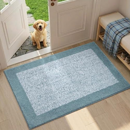 36x24 Bathroom Rugs Non Slip Washable, Soft Absorbent Bath Mat Dusty Blue
