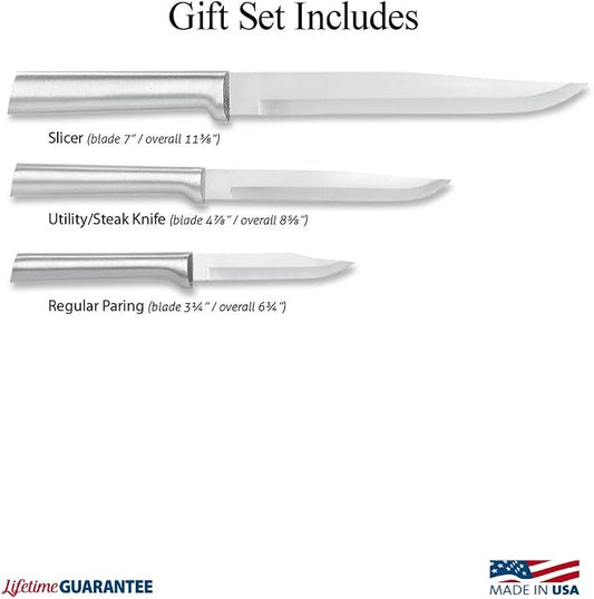Rada Cutlery Housewarming Gift Set (S02), 3-Piece Knife Set, Stainless Steel Blades, Silver Handle