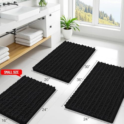 Smiry Bathroom Rugs 70X24, Extra Soft Rubber Backing Chenille Bath Mats