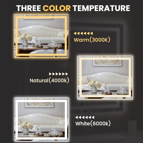 LOAAO 50"X40" LED Bathroom Mirror with Lights, UL Listed