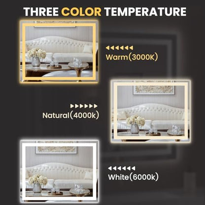LOAAO 50"X40" LED Bathroom Mirror with Lights, UL Listed