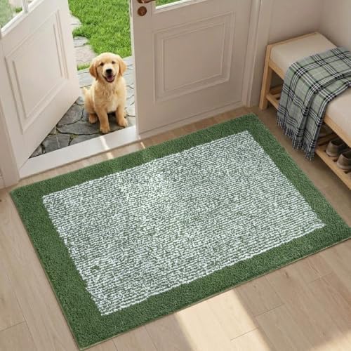 Bathroom Rugs 30x20 Non Slip Washable, Soft Absorbent Bath Mat Matcha Green