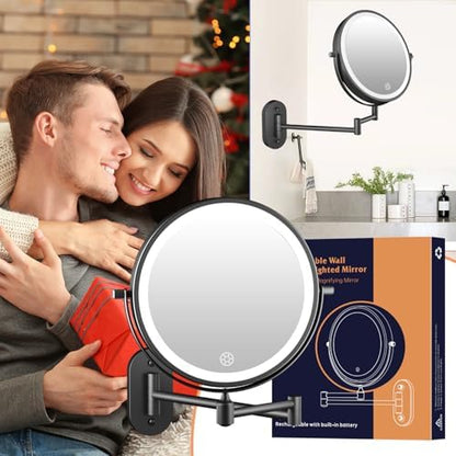 FUNTOUCH 5000mAh Rechargeable Wall Mounted Lighted Makeup Mirror 1X30X