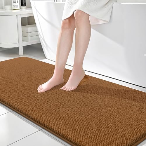 OLANLY Memory Foam Bathroom Runner Rugs 70x24, Absorbent Long Mat, Ochre