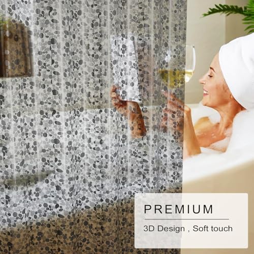 Shower Curtain Liner, 100% Waterproof Eva Shower Curtains with 3 Duty Heavy Bottom Magnets and 12 Rust Proof Grommets, 72x72 Weighted Shower Liner for Shower Stall, Bathtubs