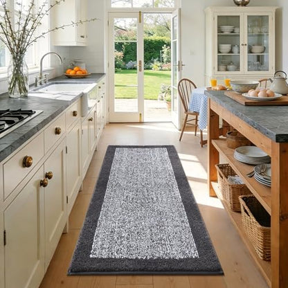 48x24 Bathroom Rugs Non Slip Washable, Soft Absorbent Bath Mat Dark Grey