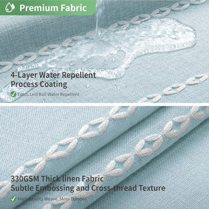 eachope Boho Farmhouse No Hook Shower Curtain with Liner,71x74,Fog Blue