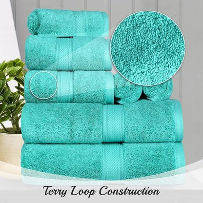 SUPERIOR Egyptian Cotton Ultra Plush & Absorbent, 8 Piece Set, Turquoise