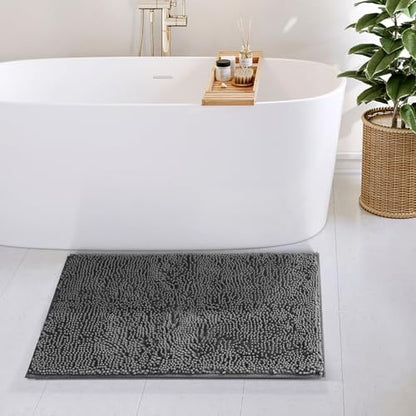 Hearth & Harbor Bathroom Rugs, Chenille Bath Mat - Machine Washable Bath Mats for Bathroom Non-Slip Backing Rubber, Quick Dry Bathroom Mat