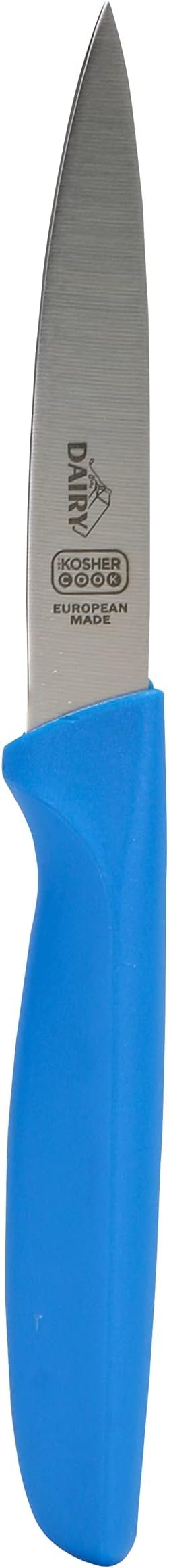 The Kosher Cook Diary Blue Kitchen Knife - 4" Steak and Vegetable Knife - Razor Sharp Pointed Tip, Straight Edge - Color Coded Kitchen Tools