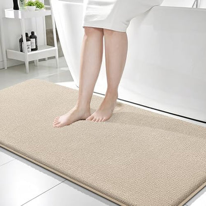 OLANLY Memory Foam Bathroom Runner Rugs 59x24, Absorbent Long Mat, Beige