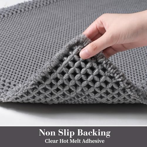 RESARE Waffle Bath Mat for Bathroom, Non Slip Bathroom Rugs 17x24 Dark Grey
