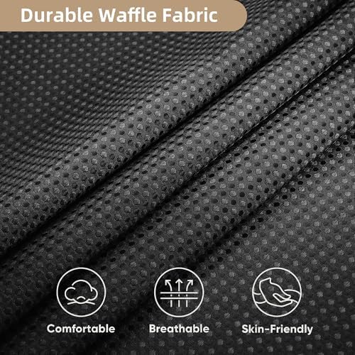 Shower Curtain and Liner Set, 3 in 1 Waffle Shower Curtain Set with 12 Double Sided Shower Curtain Hooks, Fabric Shower Curtains for Bathroom, Black, 72 x 72