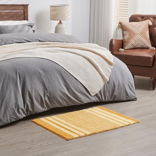CozeCube Harvest Gold Striped 36"x24" Non Slip Washable Bath Mat