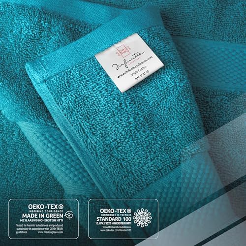 Infinitee Xclusives 100% Ring-Spun Cotton Bath Towels for Bathroom - Pack 4