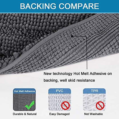 H.VERSAILTEX Bathroom Rugs Bath Mat Runner Rug Non Slip Kitchen Rug Extra Long Bath Rug Runners Oversized 59" x 20" Absorbent Washable Dry Fast Plush Area Rug for Bathroom/Bedroom - Grey
