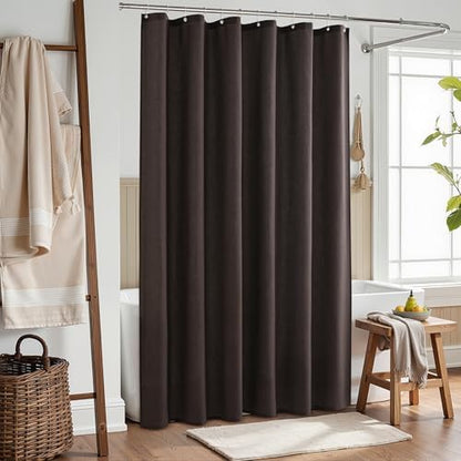 Nanspring Linen Shower Curtain for Bathroom 72x72 1 Panel Chocolate Brown