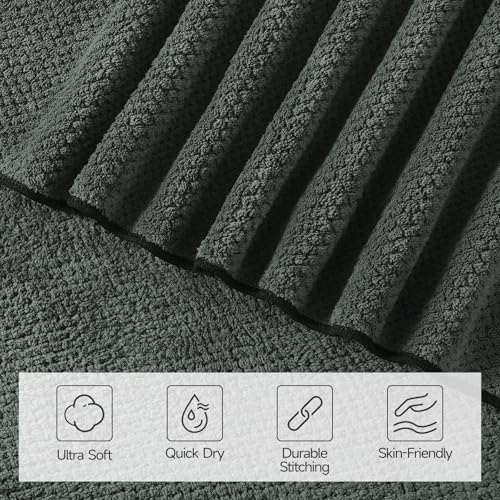 REDKISS Premium Towel Set of 8 - Ultra Soft Microfiber, Contains 2 Large Bath 35x70, 2 Hand 14x30, 4 Washcloths 14x14, Highly Absorbent, Quick Dry, Ideal for Everyday use, Hotel & Spa, Gray
