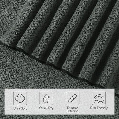 REDKISS Premium Towel Set of 8 - Ultra Soft Microfiber, Contains 2 Large Bath 35x70, 2 Hand 14x30, 4 Washcloths 14x14, Highly Absorbent, Quick Dry, Ideal for Everyday use, Hotel & Spa, Gray
