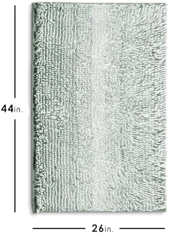 Hearth & Harbor Bathroom Rugs, Chenille Bath Mat - Machine Washable Bath Mats for Bathroom Non-Slip Backing Rubber, Quick Dry Bathroom Mat, 26 x 44 - Ombre Green