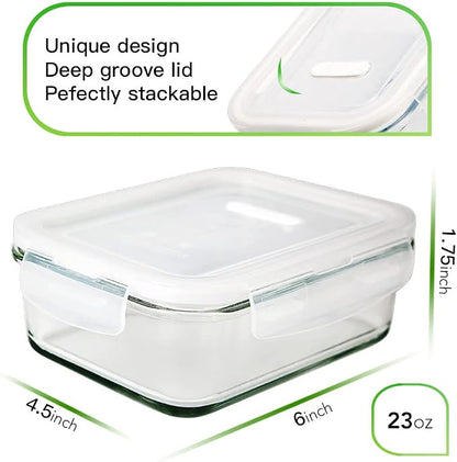 DAS TRUST 10 Pack Glass Meal Prep Containers Meal Prep Bowls Food Storage Containers Glass Food Prep Containers with Lids Lunch Container for Adults Lunch Box Bento Boxes