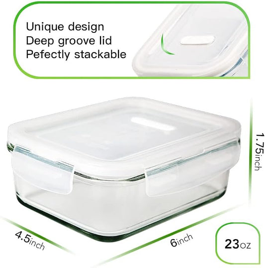 DAS TRUST 10 Pack Glass Meal Prep Containers Meal Prep Bowls Food Storage Containers Glass Food Prep Containers with Lids Lunch Container for Adults Lunch Box Bento Boxes