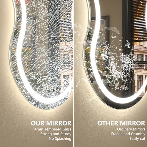 20x36 Inch Irregular LED Bathroom Vanity Mirror with Lights