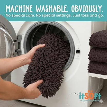 Small Chenille Bath Mats 22"x14", Plush Absorbent Bath Mats Quick Dry, Soft & Machine Washable, Non Slip Carpet for Bathroom, Thick Bathroom Rugs, Shower Restroom Rug Mat, Alfombras De Bano, Bathrugs