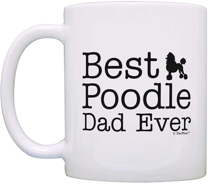 Dog Lover Gift Best Poodle Mom Dad Ever Puppy Supplies Bundle 2 Pack Gift Coffee Mugs Tea Cups White