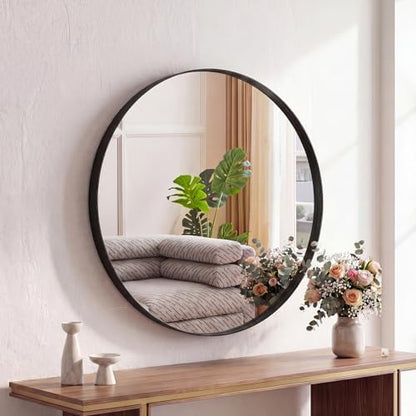 Sweetcrispy Round Bathroom Wall Mirror, Circle Vanity Mirror, 24 Inch
