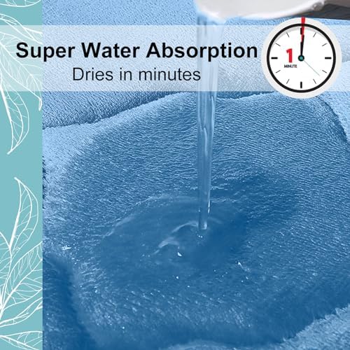 OLANLY Memory Foam Bath Mat Rug 47x32, Ultra Soft Bathroom Rugs, Blue