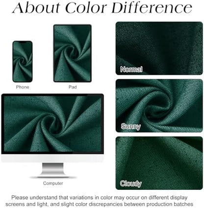 Naturoom Linen Shower Curtain 72 Inch Long for Bathroom Dark Green 1 Panel
