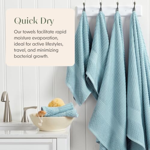 Springtree Home 100% Cotton Hand Towel Set | 6-Pack | Textured | Aegean