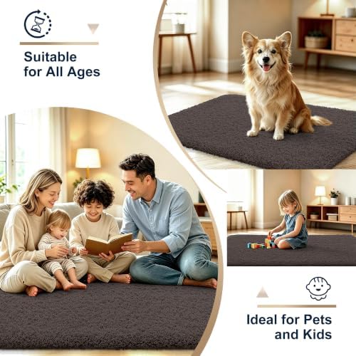 OLANLY Microfiber Soft Bathroom Toilet Rugs U-Shaped, 24x20, Dark Brown