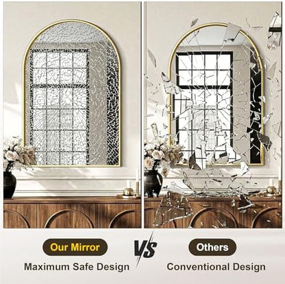 AMOISE Arched Bathroom Mirror for wall, 2 Pack 36"x24" Vanity Mirror, Gold