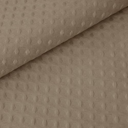 RiverDream Heavyweight Waffle No Hook Shower Curtain with Liner,Linen,71x74